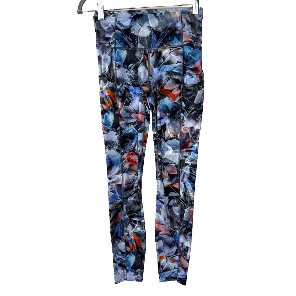 Lululemon Womens 4 Fast & Free High Rise Leggings Floral Athleisure Running Gym